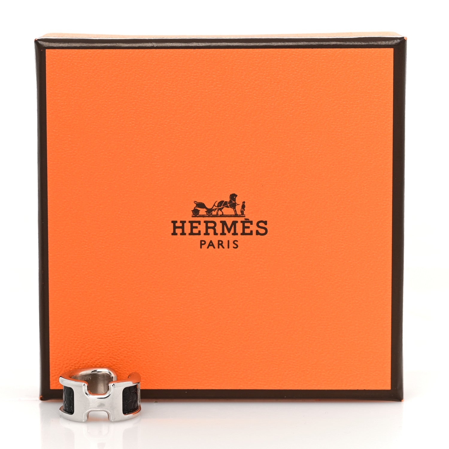 Hermes Lizard Olympe Ear Cuff PM Silver Black 4 of 4