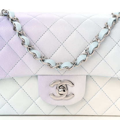 Chanel Perforated Lambskin Quilted Mini Rectangular Flap Light Blue Light Purple White 8 of 11