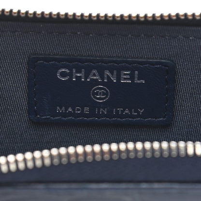 Chanel Lambskin Camellia Embossed Key Holder Case Navy 6 of 8