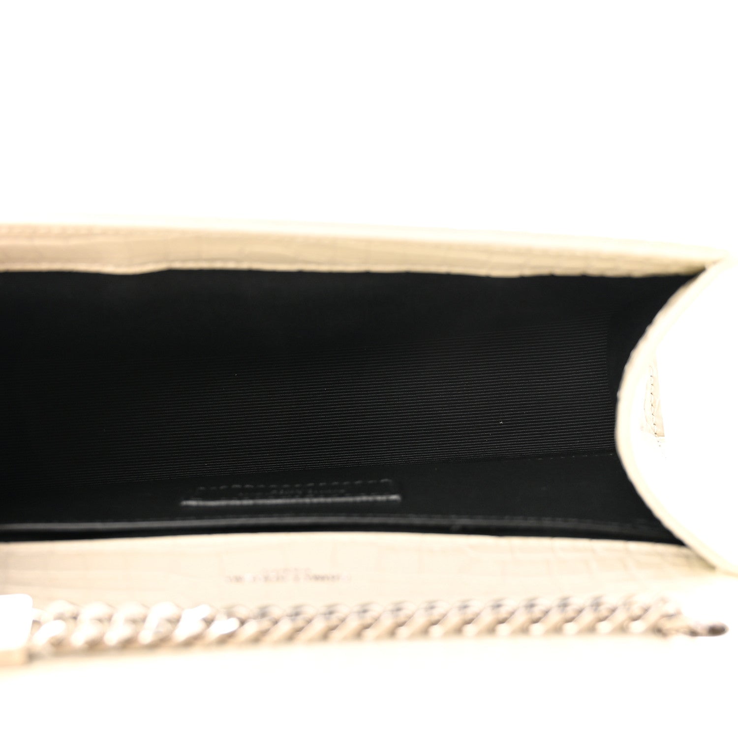 Saint Laurent Calfskin Crocodile Embossed Small Classic Monogram Kate Tassel Satchel Blanc Vintage 5 of 11
