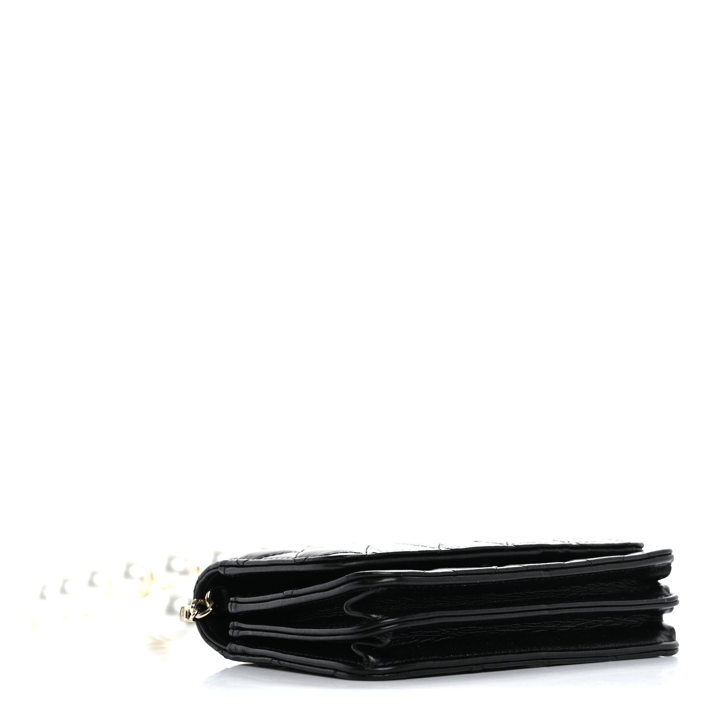 Calfskin Quilted Mini Maxi Pearls Wallet On Chain WOC Black