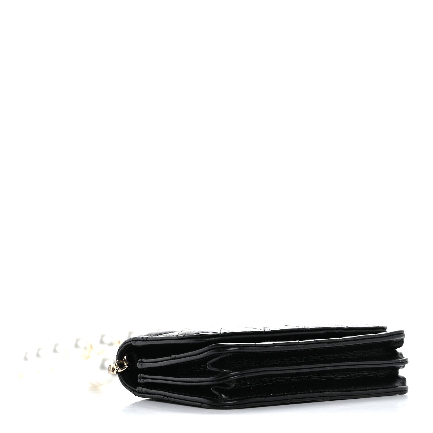 Chanel Calfskin Quilted Mini Maxi Pearls Wallet On Chain WOC Black 4 of 11