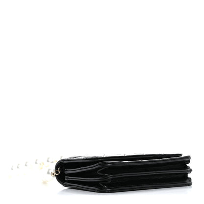 Chanel Calfskin Quilted Mini Maxi Pearls Wallet On Chain WOC Black 4 of 11