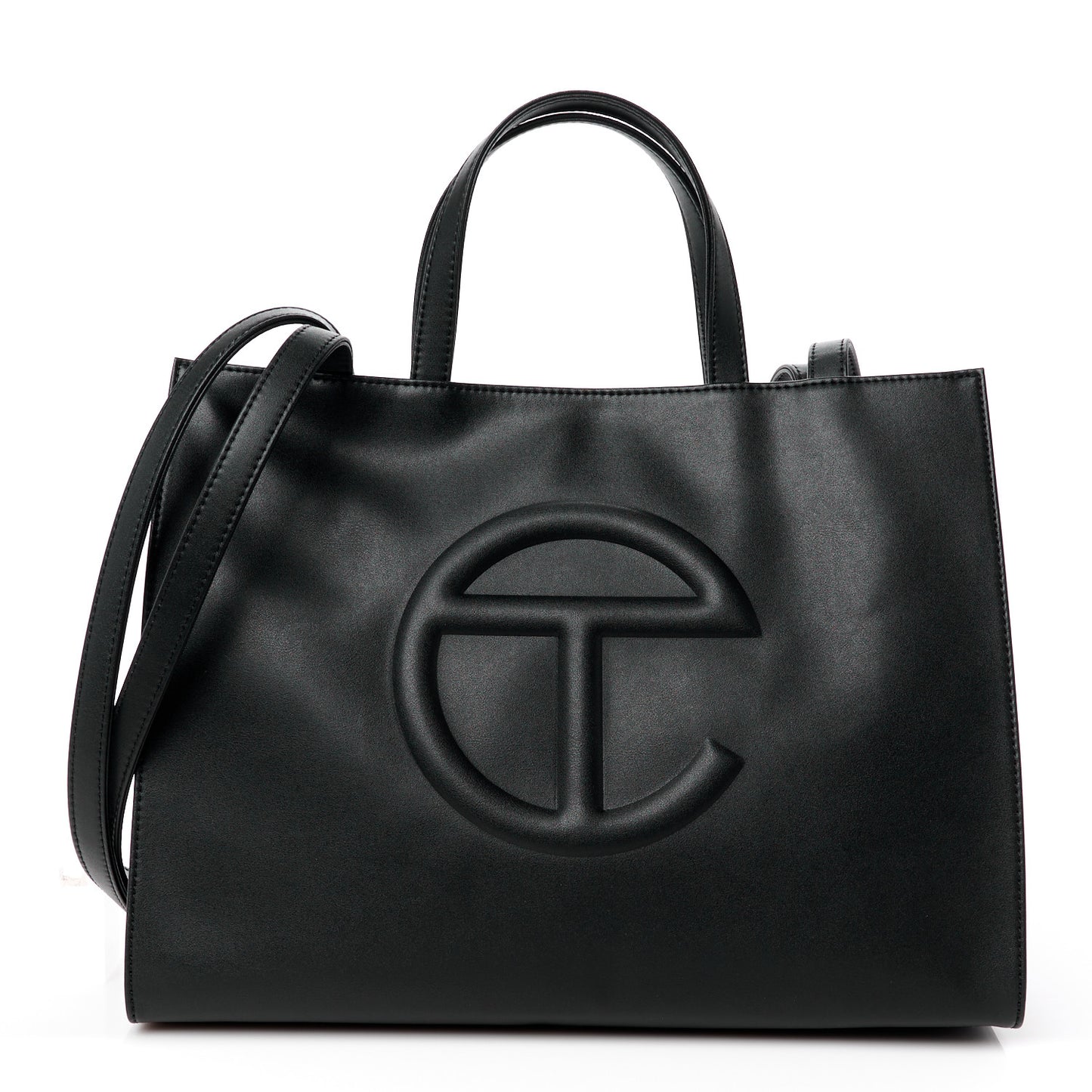 Vegan Leather Medium Shopping Bag Black