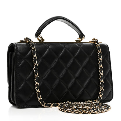 Chanel Lambskin Quilted Trendy CC Dual Handle Clutch With Chain Black 3 of 13