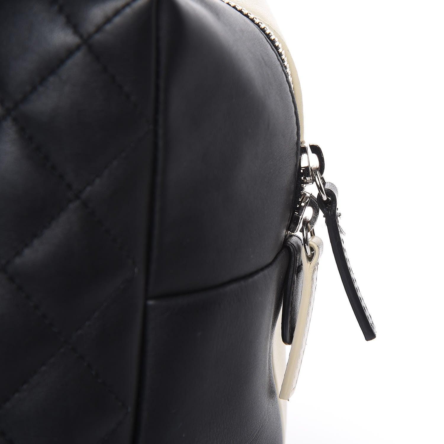 Chanel Calfskin Quilted Feather Weight Bowling Bag Black Beige 16 of 17