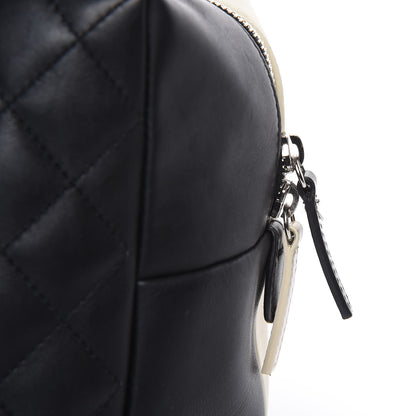 Chanel Calfskin Quilted Feather Weight Bowling Bag Black Beige 16 of 17