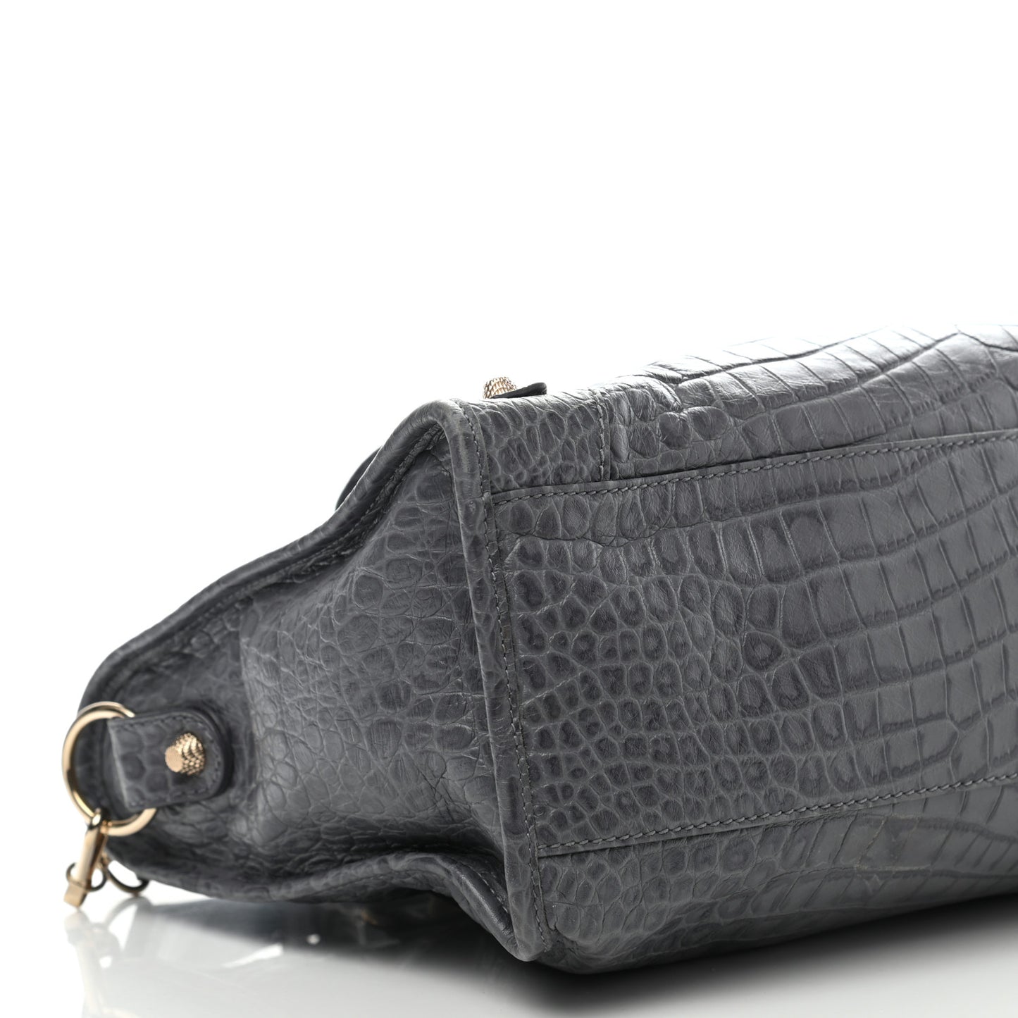Calfskin Crocodile Embossed Giant 12 Gold Hardware City Gris Beton