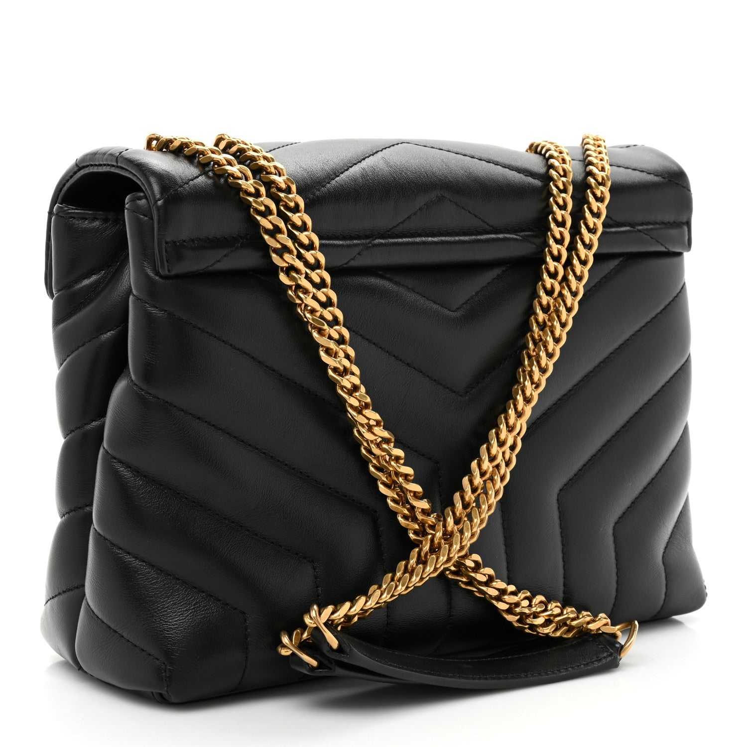 Saint Laurent Calfskin Y Quilted Monogram Small Loulou Chain Satchel Black 2 of 13