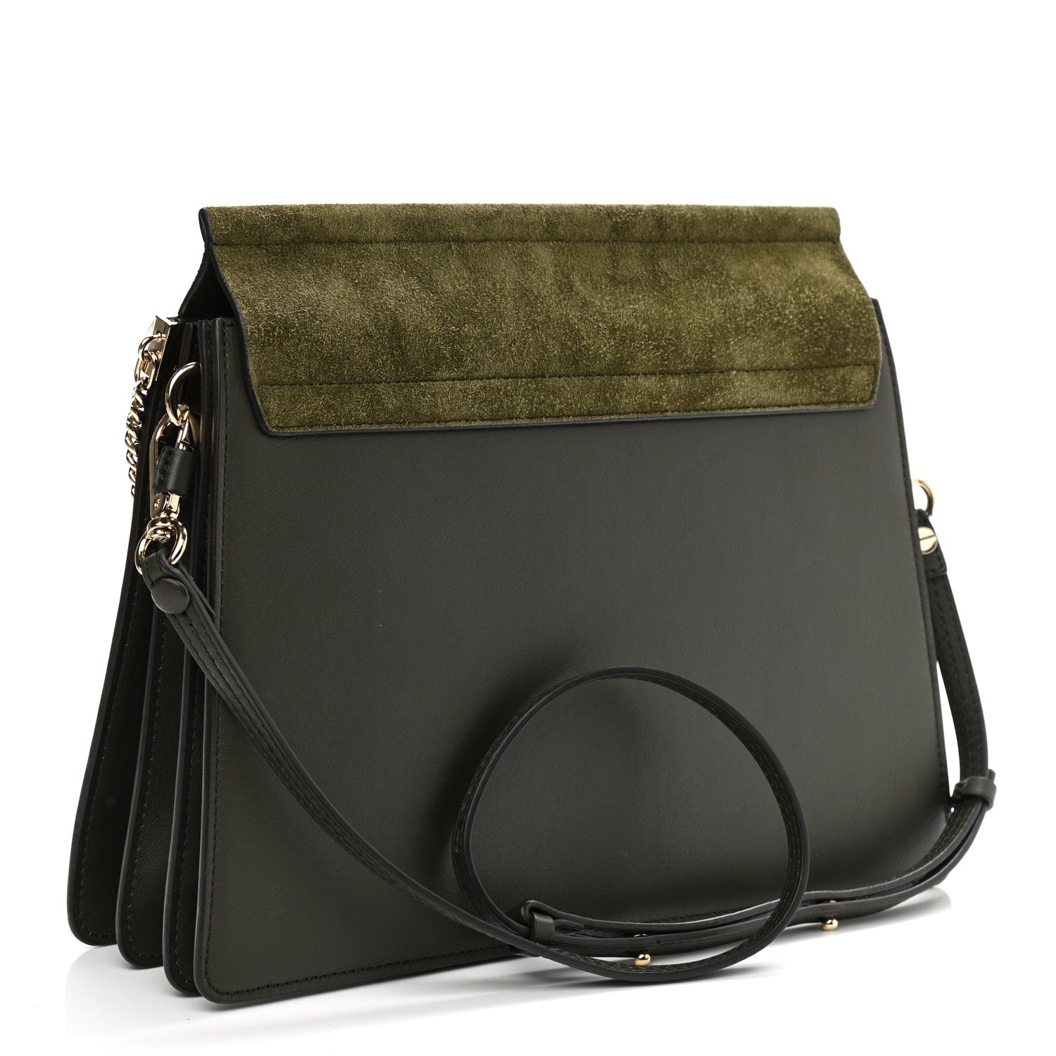 Chloe Suede Calfskin Medium Faye Shoulder Bag Deep Forest 3 of 10