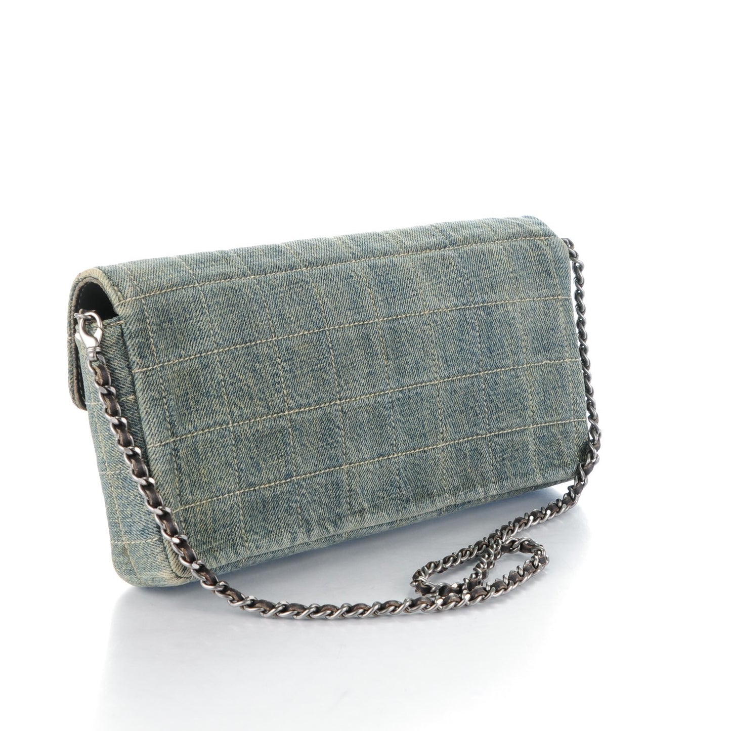 Denim Chocolate Bar Quilted East West Flap