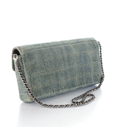 Chanel Denim Chocolate Bar Quilted East West Flap 3 of 13