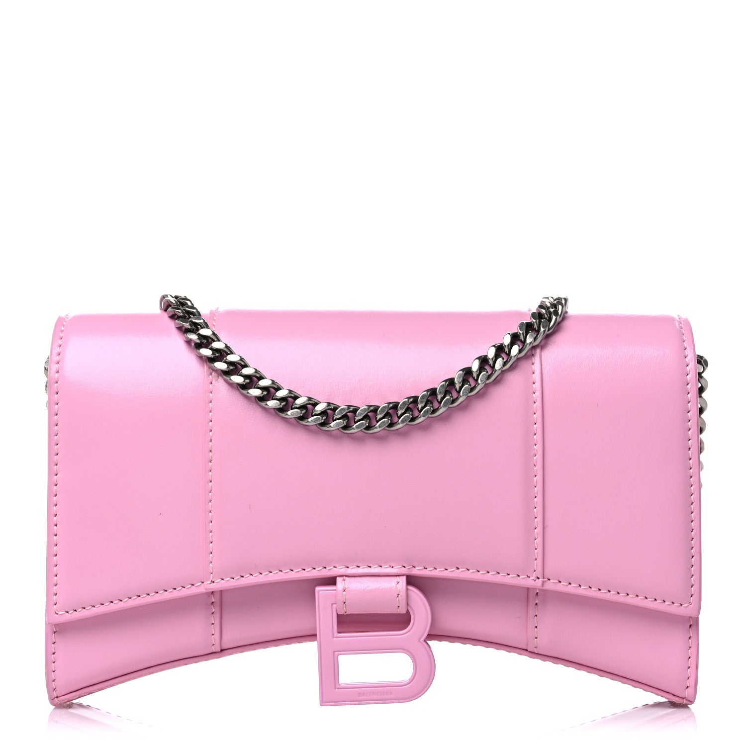 Balenciaga Shiny Box Calfskin Tonal B Hourglass Chain Bag Candy Pink 1 of 13