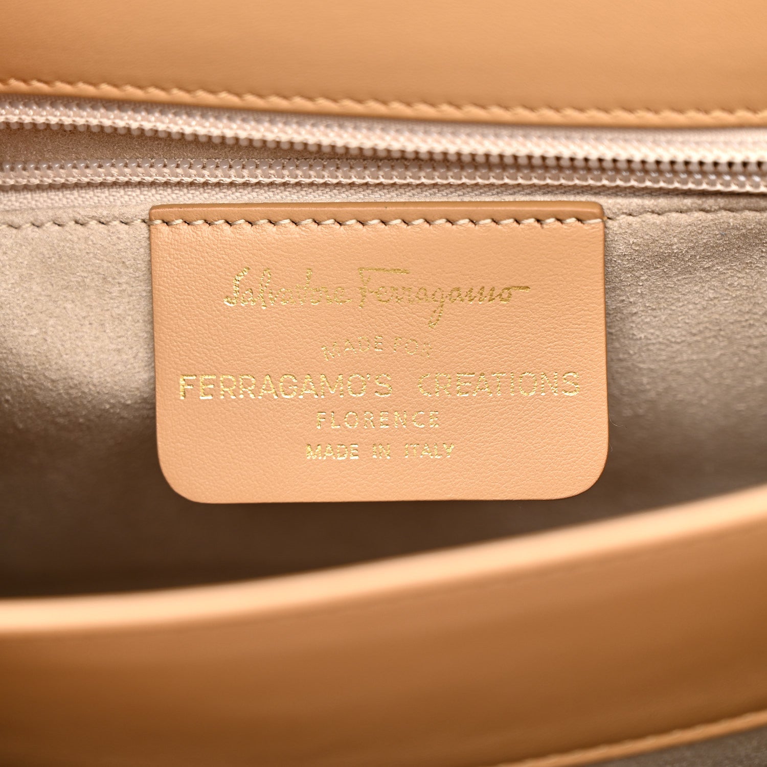 Salvatore Ferragamo Brushed Off Calfskin Iconic Large Top Handle Bag Camel 6 of 15