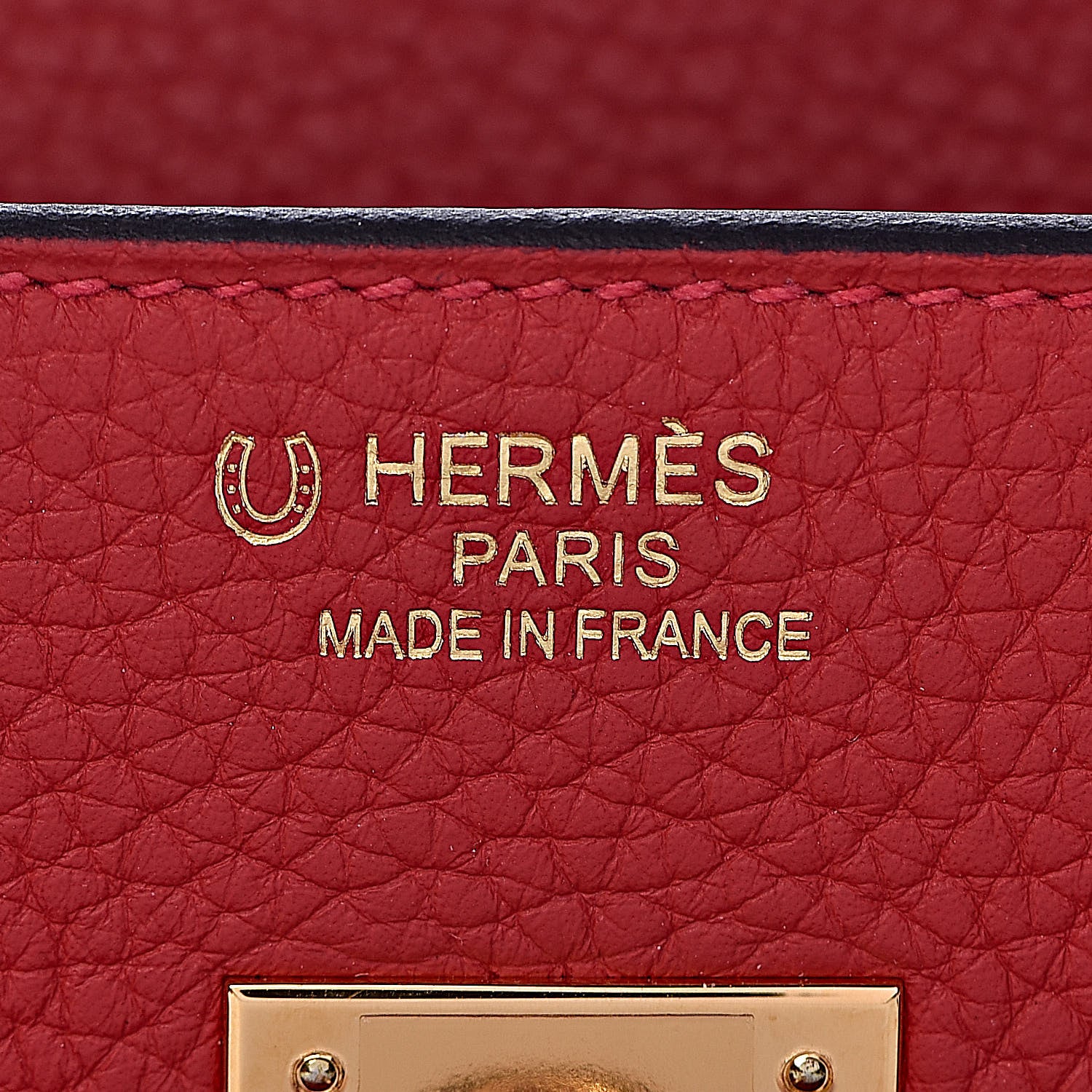 Hermes Taurillon Clemence Horseshoe Birkin 35 Rouge Casaque Black 6 of 40