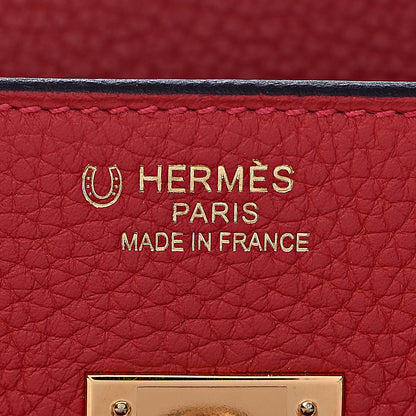 Hermes Taurillon Clemence Horseshoe Birkin 35 Rouge Casaque Black 6 of 40