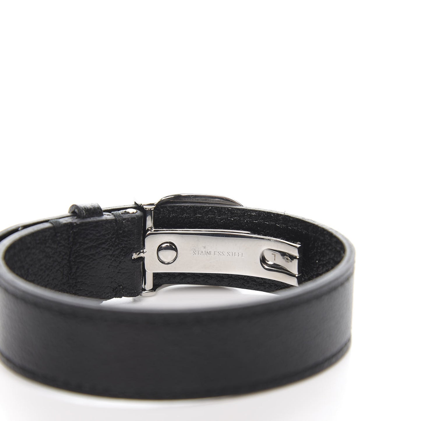 Stainless Steel 18K Yellow Gold Calfskin Interlocking G Bracelet Black