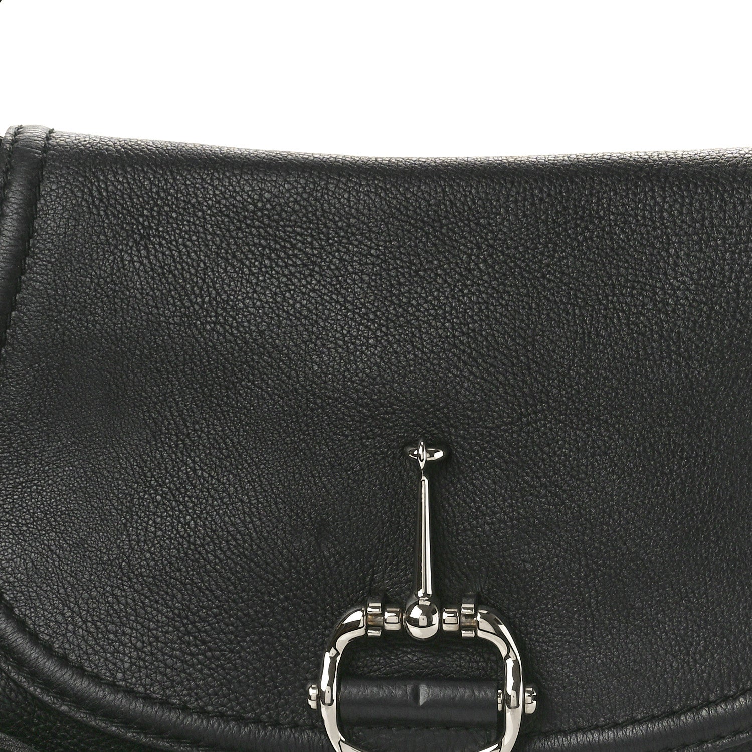 Gucci Pebbled Calfskin Medium Techno Horsebit Shoulder Flap Bag Black 8 of 14