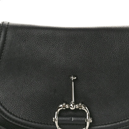 Gucci Pebbled Calfskin Medium Techno Horsebit Shoulder Flap Bag Black 8 of 14
