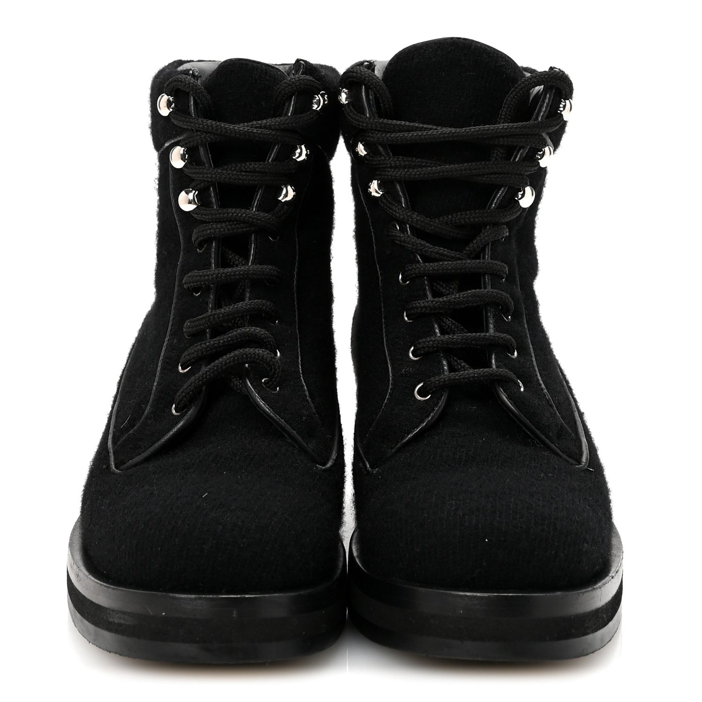 Tweed Lace Up Short Boots 37 Black