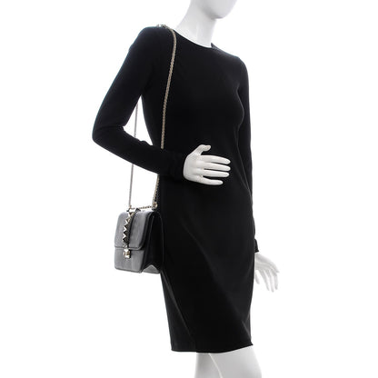 Valentino Garavani Pebbled Calfskin Medium Glam Lock Rockstud Flap Black 2 of 6