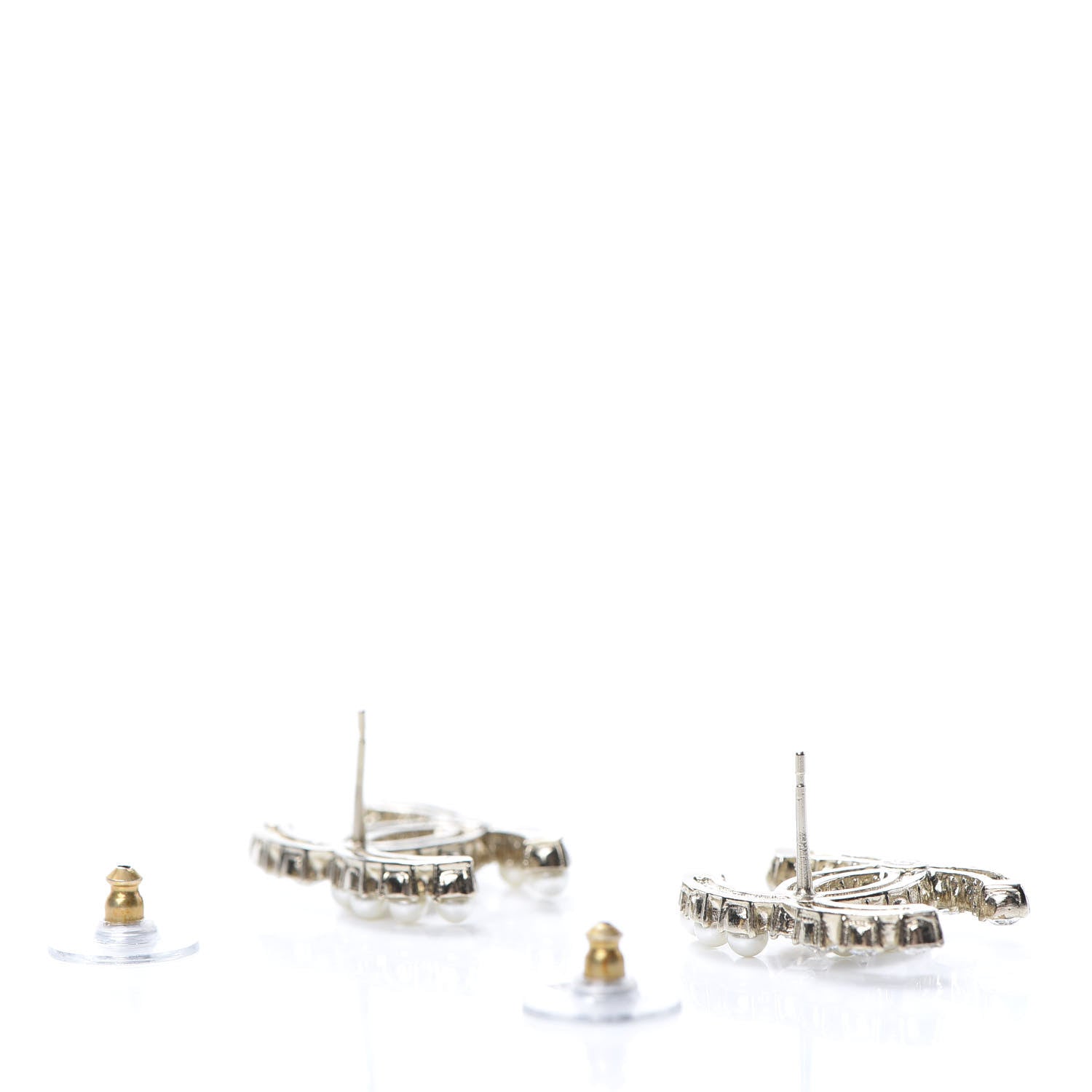 Chanel Crystal Pearl CC Dazzling Domino Earrings Gold 3 of 5