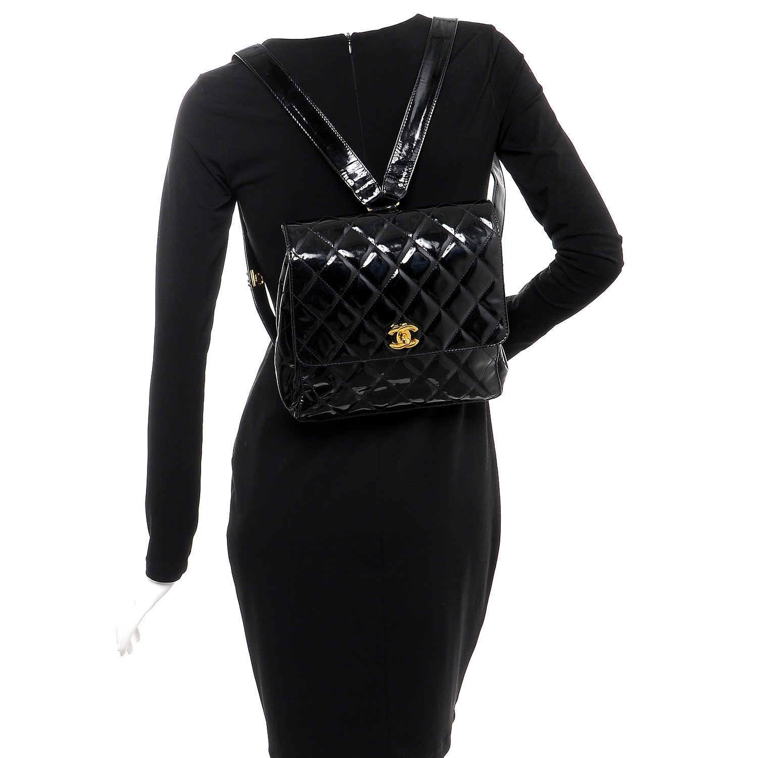 Chanel Patent Quilted Backpack Black 2 of 9