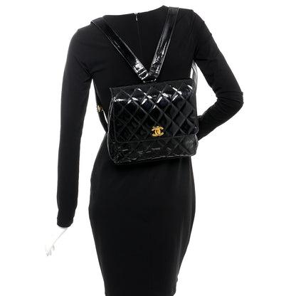 Chanel Patent Quilted Backpack Black 2 of 9