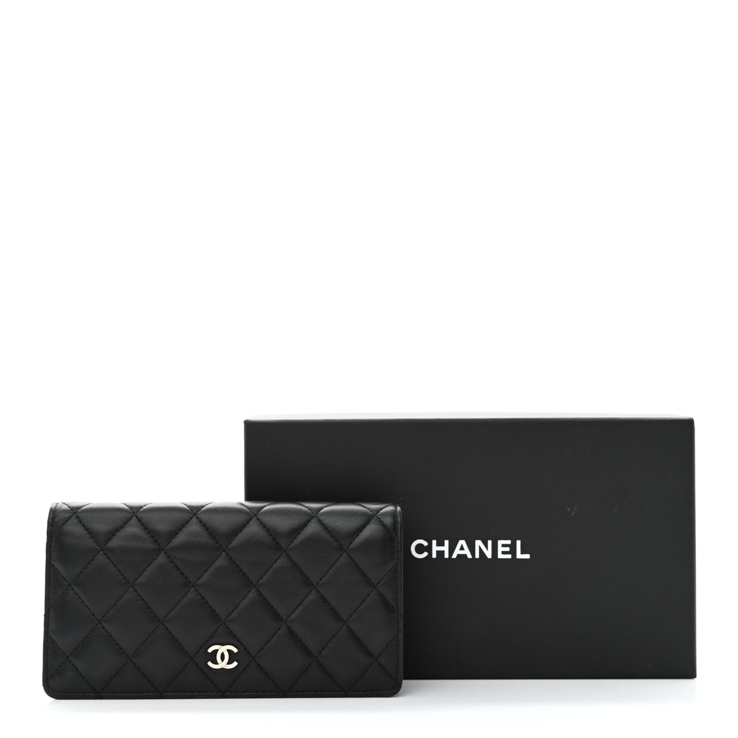 Lambskin Quilted Yen Wallet Black
