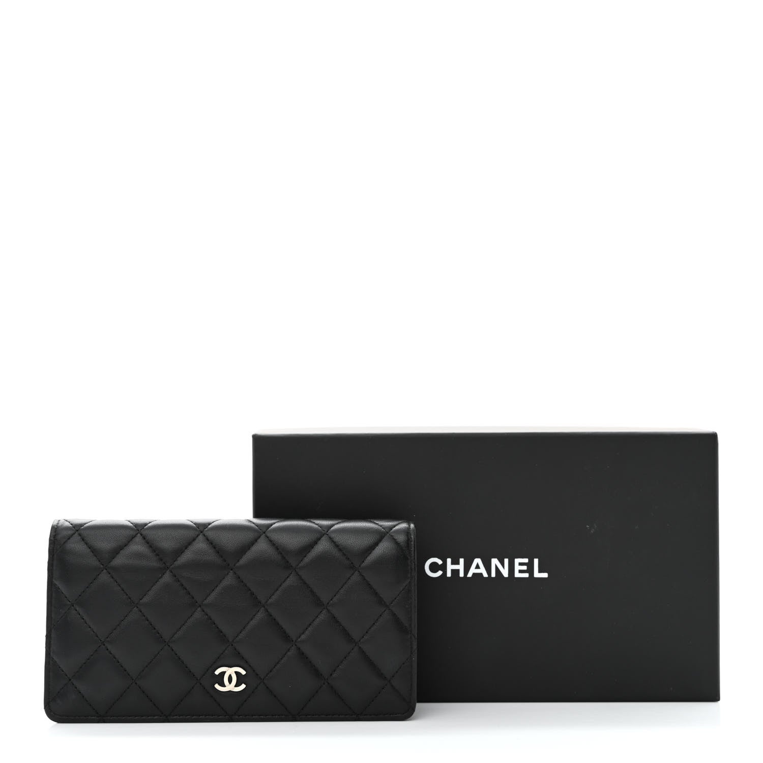 Chanel Lambskin Quilted Yen Wallet Black 12 of 12
