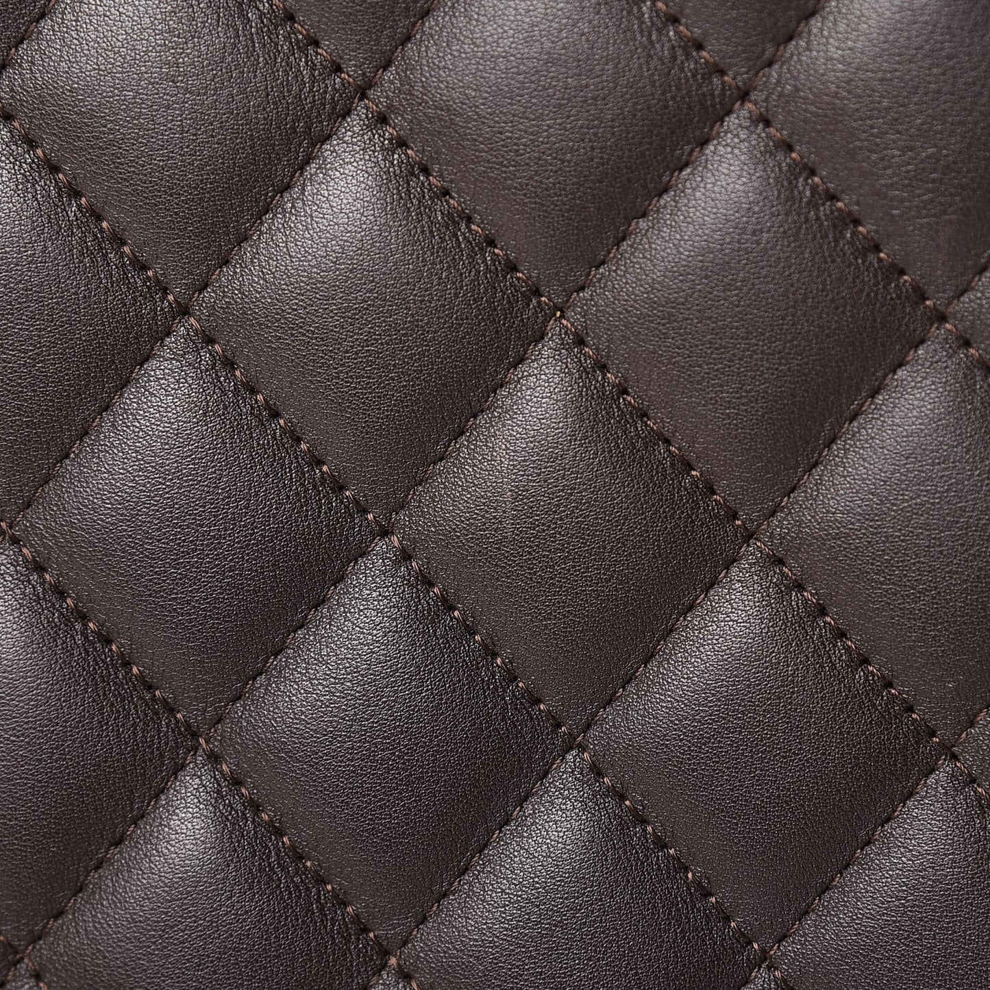 Calfskin Quilted Large Cambon Tote Brown