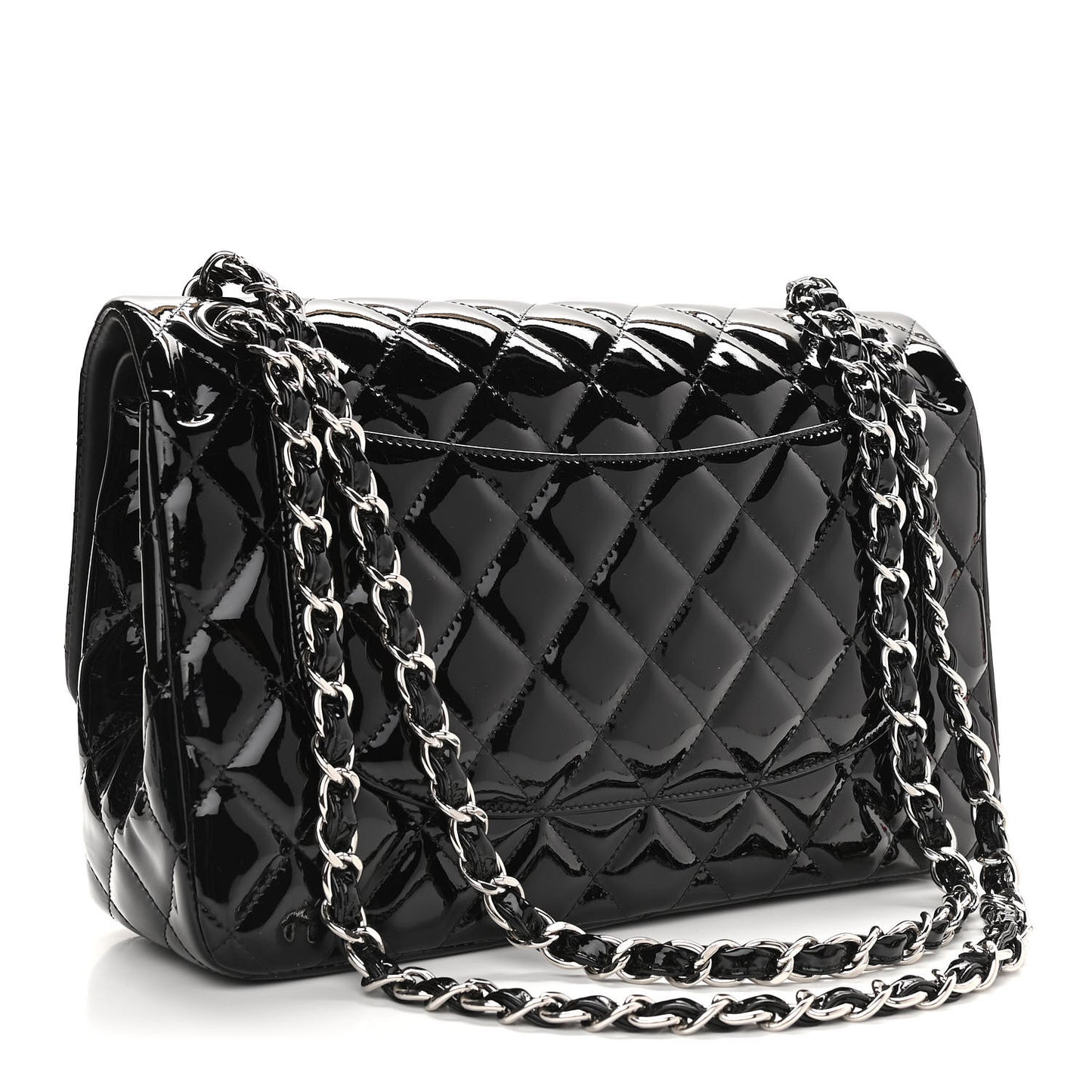 Patent Quilted Jumbo Double Flap Black