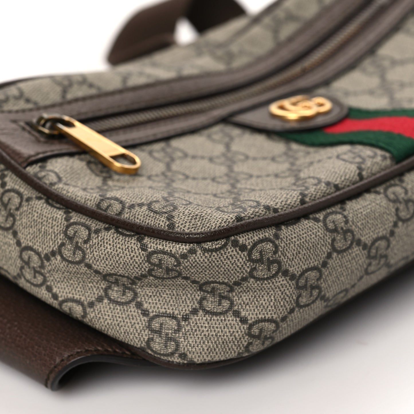 Soft GG Supreme Monogram Medium Ophidia Belt Bag Dark Brown