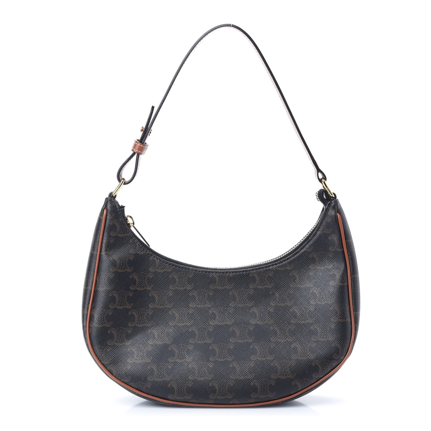 Celine Triomphe Canvas Calfskin Ava Shoulder Bag Tan 1 of 9
