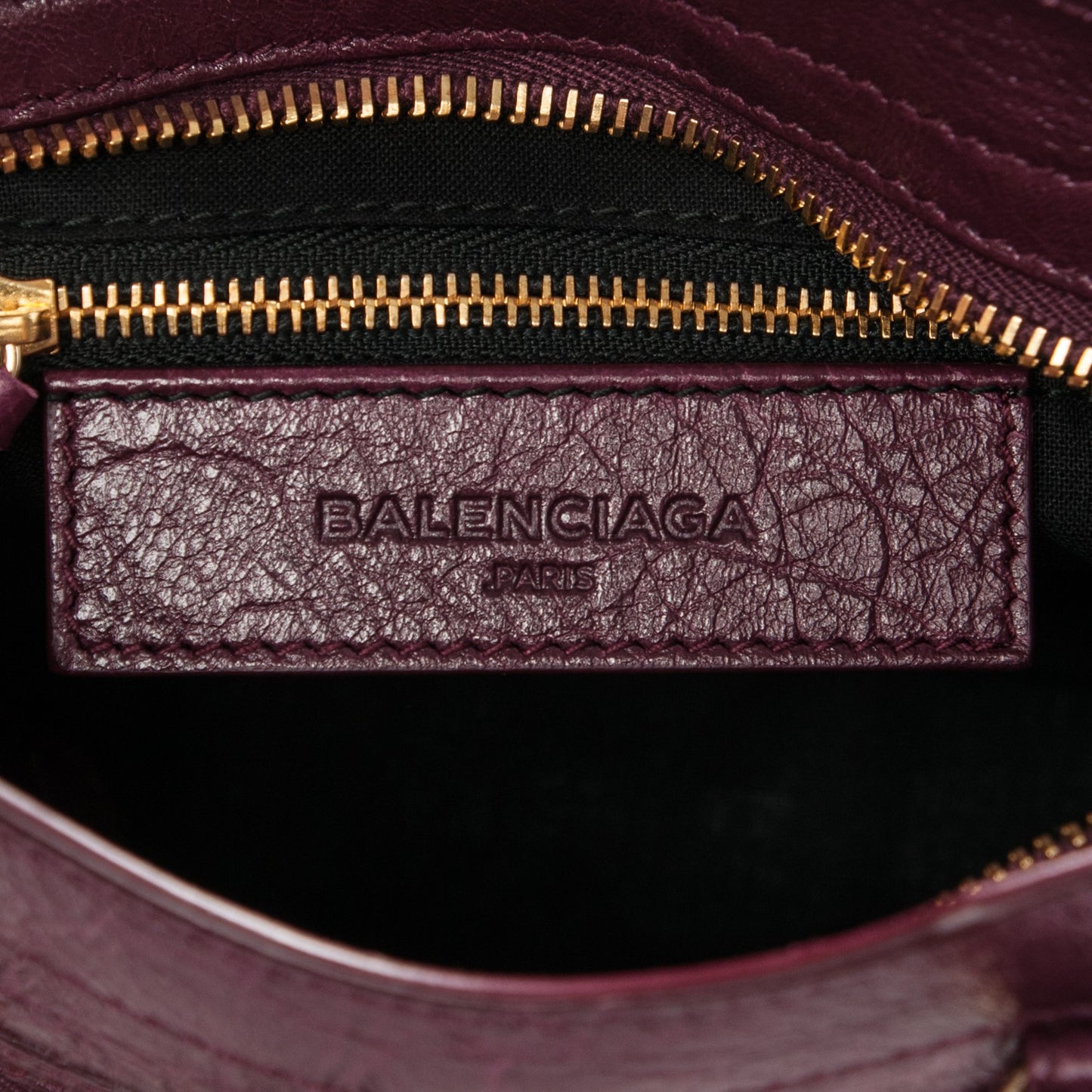 Agneau Classic Gold Hardware Mini City Violet Prune