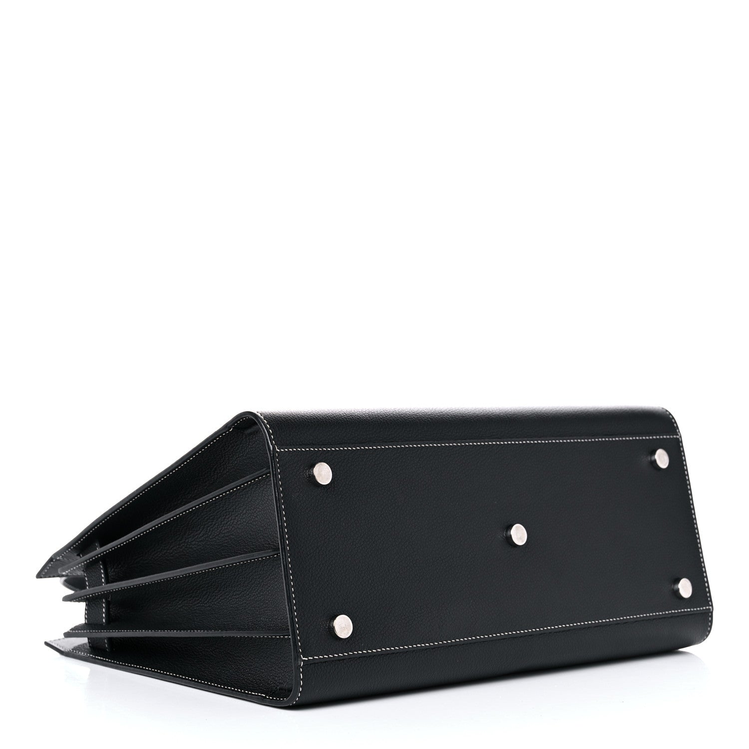 Saint Laurent Grained Calfskin Topstitch Small Sac De Jour Black Porcelain 4 of 12