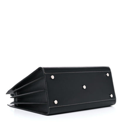 Saint Laurent Grained Calfskin Topstitch Small Sac De Jour Black Porcelain 4 of 12