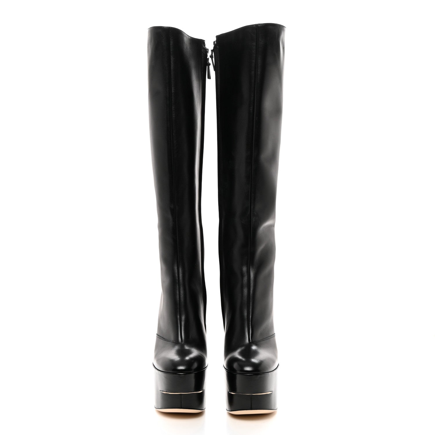 Louis Vuitton Calfskin Platform Wedge High Boots 37.5 Black 2 of 9