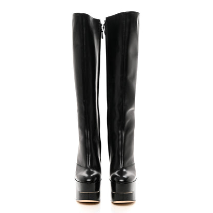 Louis Vuitton Calfskin Platform Wedge High Boots 37.5 Black 2 of 9