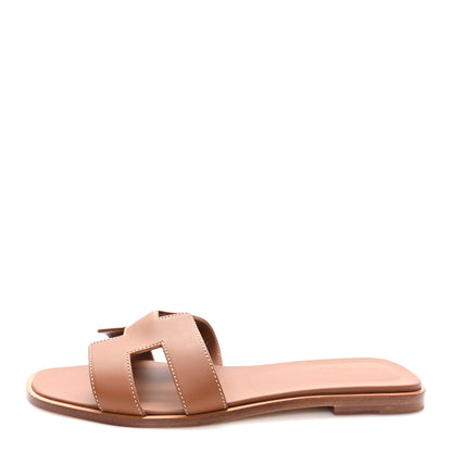 Hermes Box Calfskin Oran Sandals 41 Gold 1 of 9