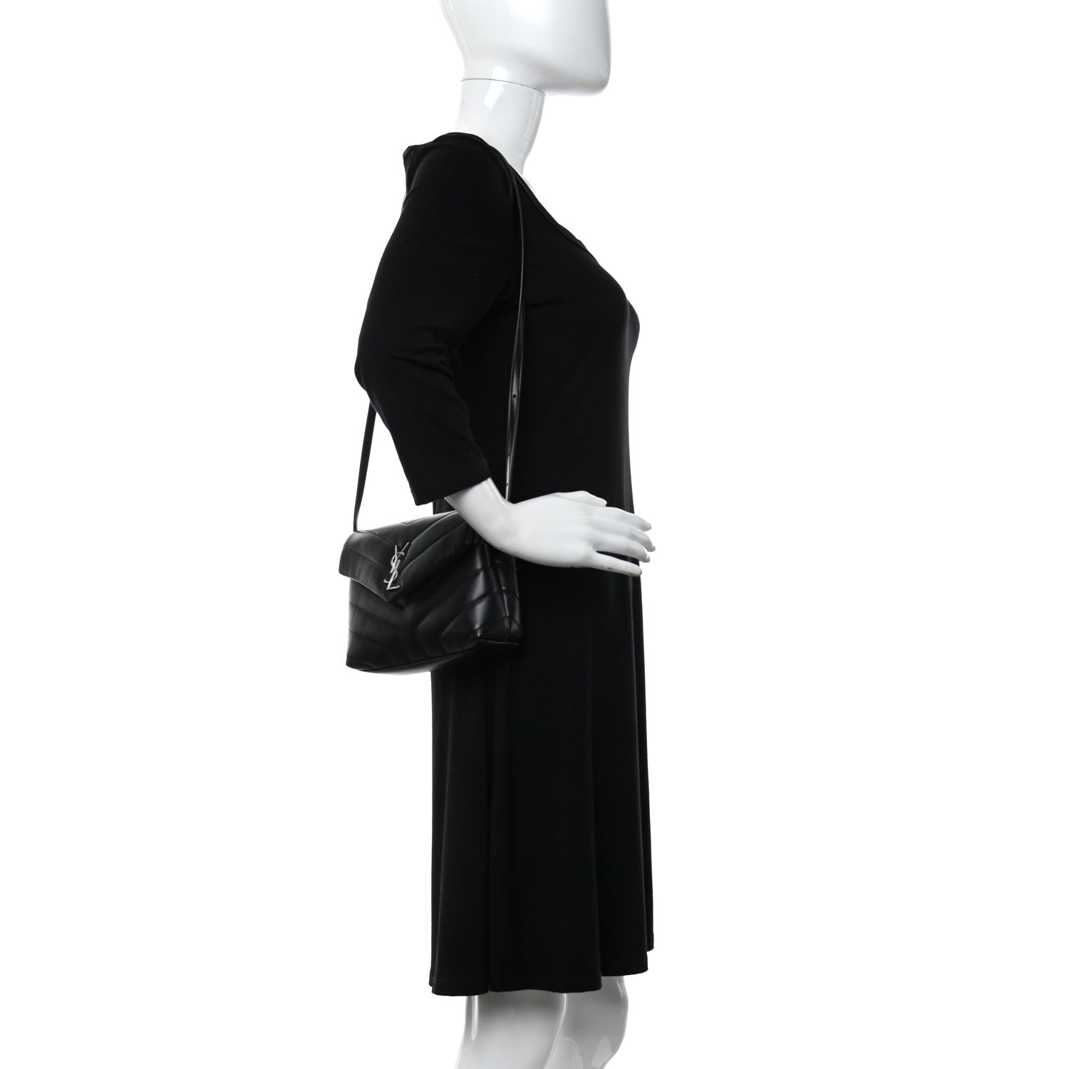 Saint Laurent Calfskin Y Quilted Monogram Toy Loulou Crossbody Bag Black 2 of 11