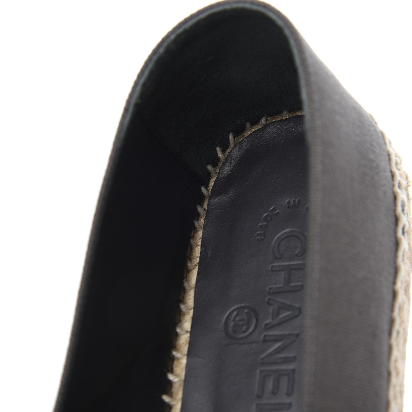 Canvas Grosgrain CC Espadrilles 39 Grey Black