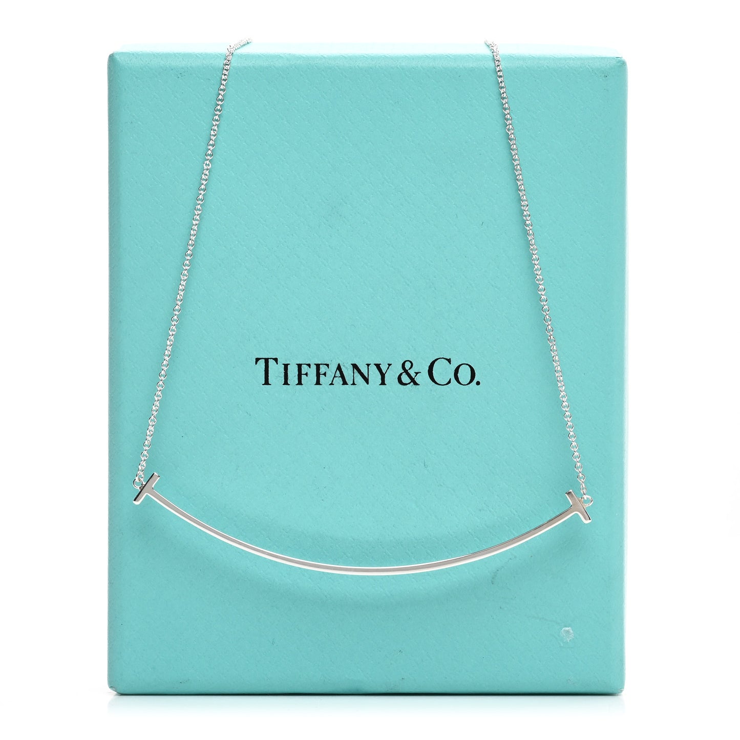 Sterling Silver Large T Smile Pendant Necklace