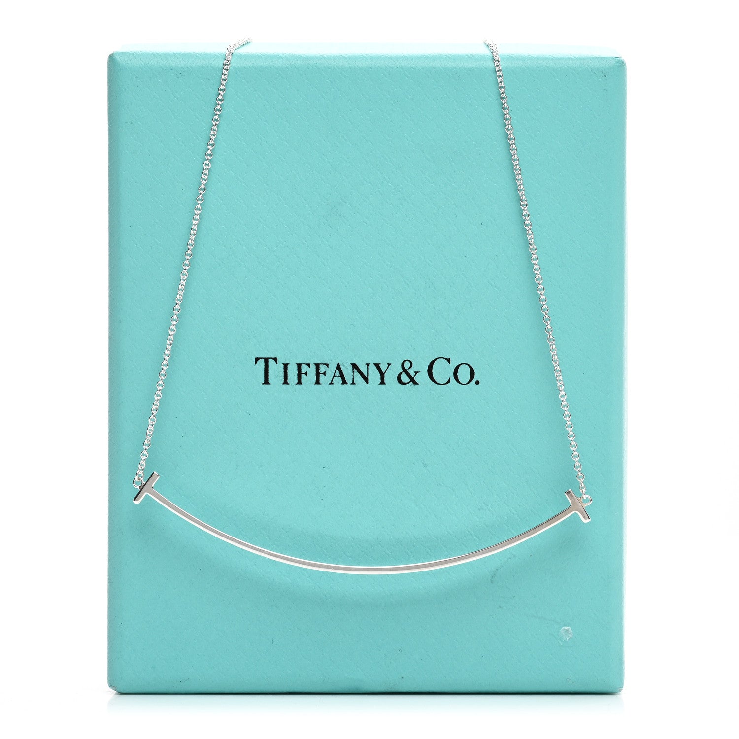 Tiffany Sterling Silver Large T Smile Pendant Necklace 5 of 5