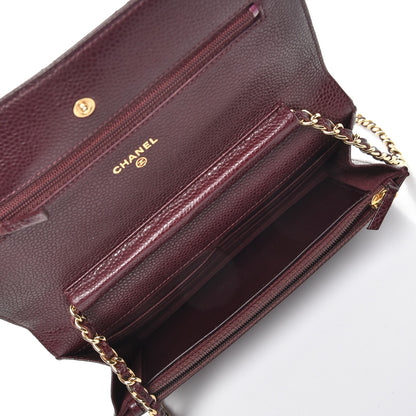 Chanel Caviar Quilted Wallet on Chain WOC Burgundy 5 of 9