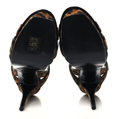 Saint Laurent Pony Hair Leopard Print Tribute 105 Platform Sandals 37.5 Naturale 5 of 8