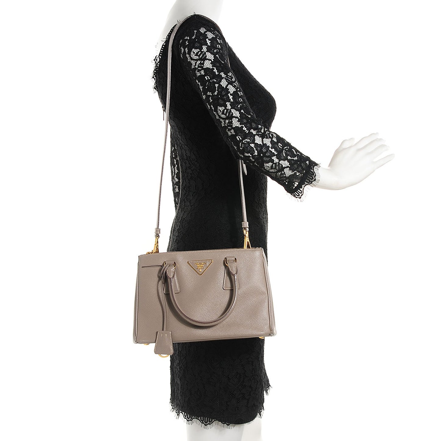 Saffiano Lux Mini Double Zip Tote Argilla