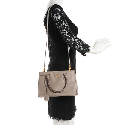 Prada Saffiano Lux Mini Double Zip Tote Argilla 2 of 10
