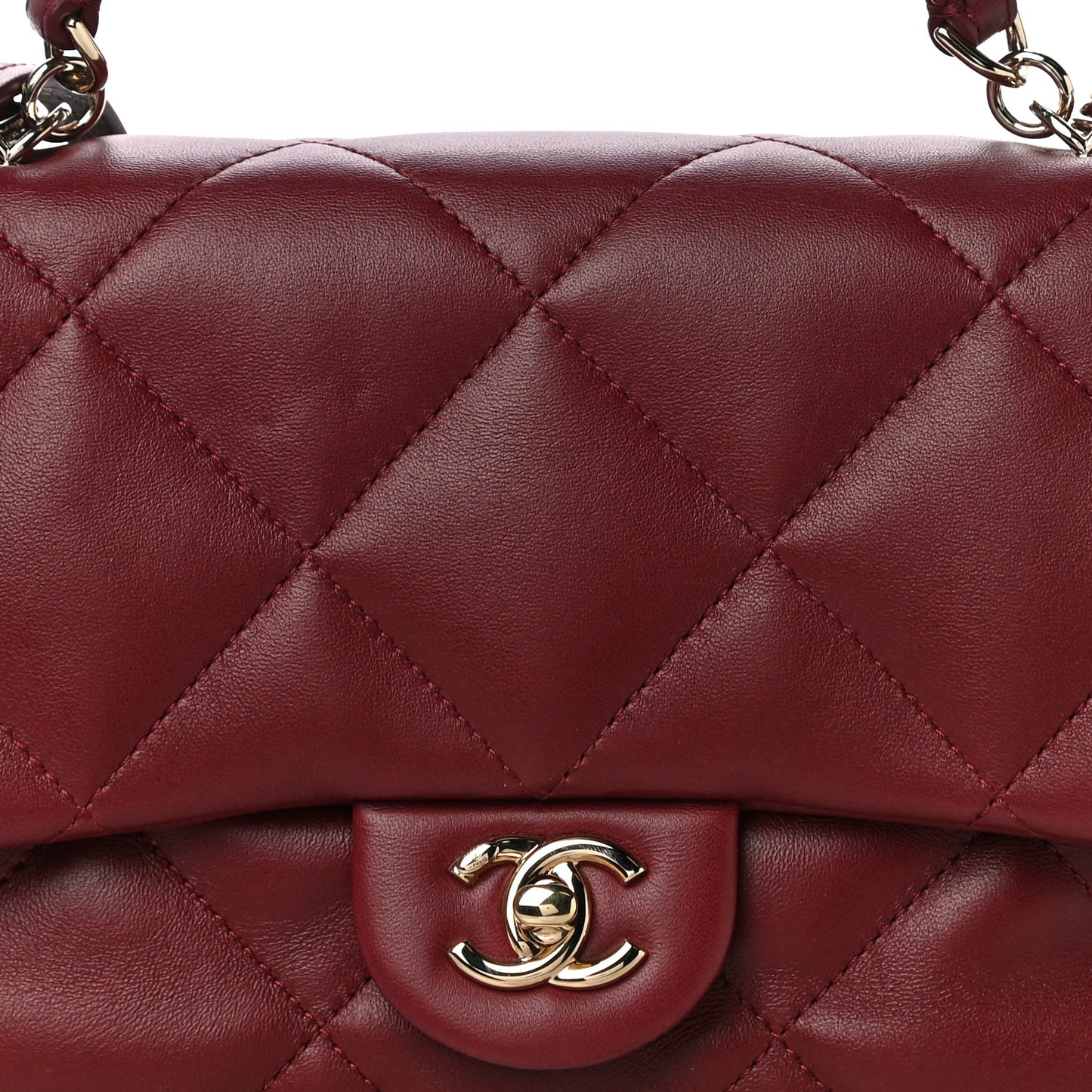 Lambskin Quilted Easy Carry Flap Burgundy