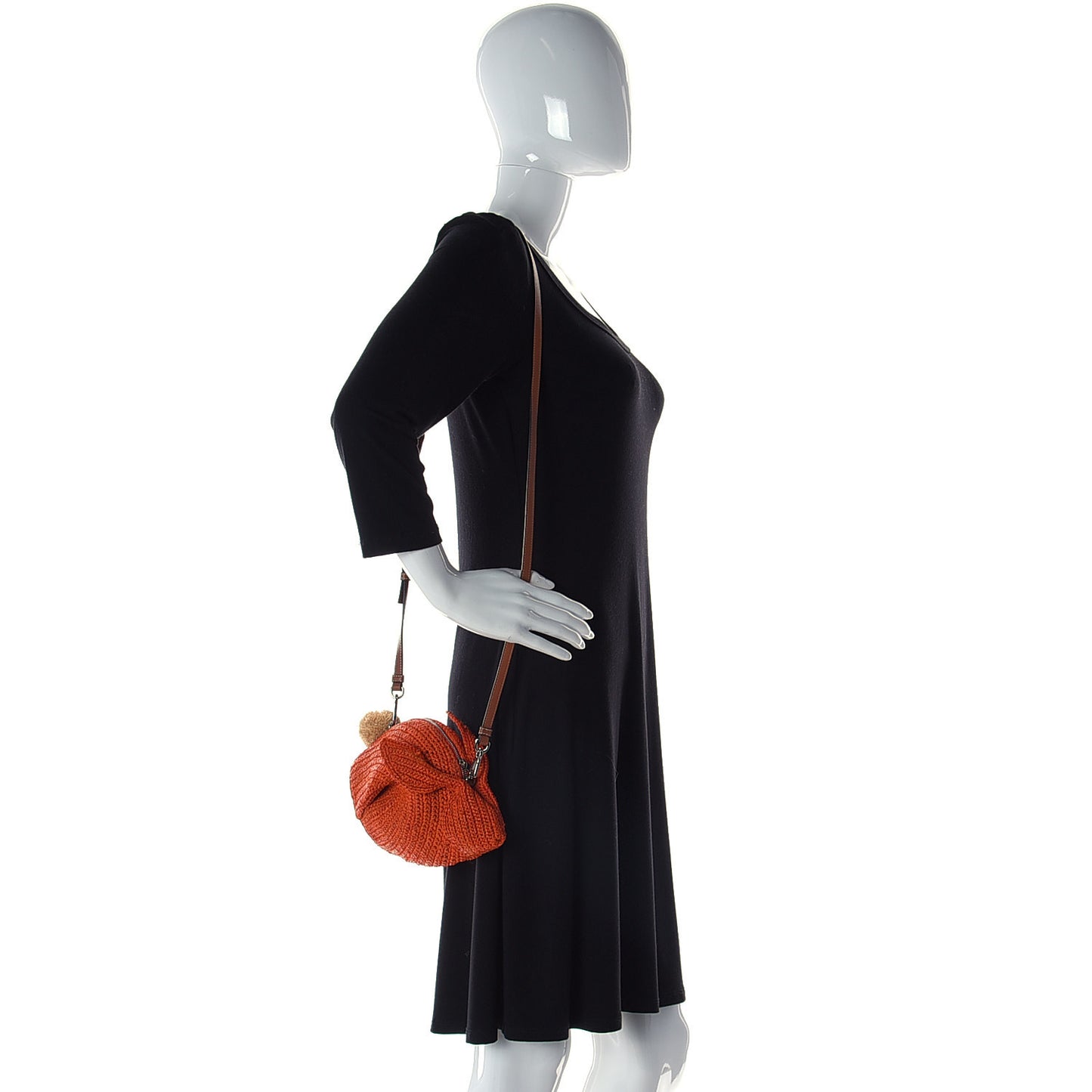 Raffia Mini Bunny Crossbody Bag Orange